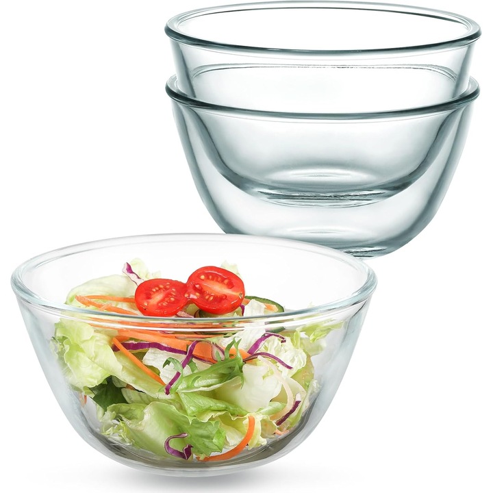 3 csomagos üveg gabona tálak 0,5 l 1, 6 l 2, 3 literes üveg keverőtál konyhai átlátszó üveg tál Salátákhoz Tészta gabonaleves
