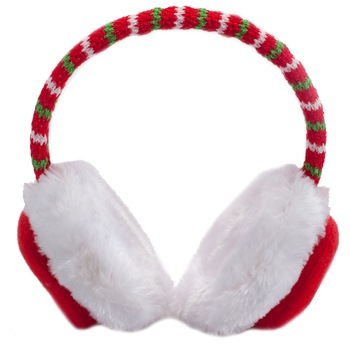 Casti pufoase Craciun eNoelle, rosu, alb, verde Casti pufoase Craciun eNoelle, rosu, alb, verde