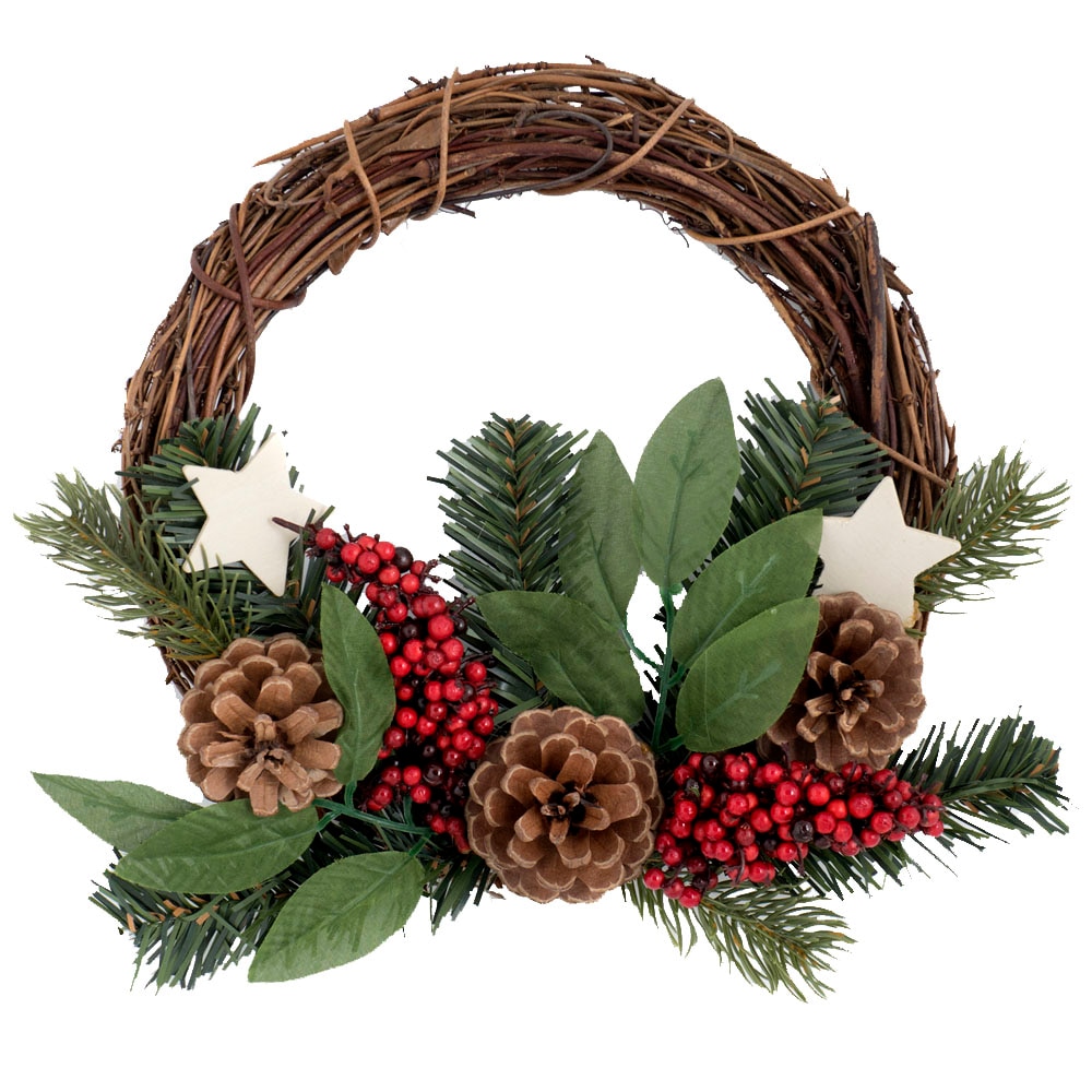 Coronita holly cu stelute eNoelle, 25.5 cm