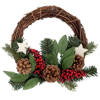 Coronita holly cu stelute eNoelle, 25.5 cm Coronita holly cu stelute eNoelle, 25.5 cm