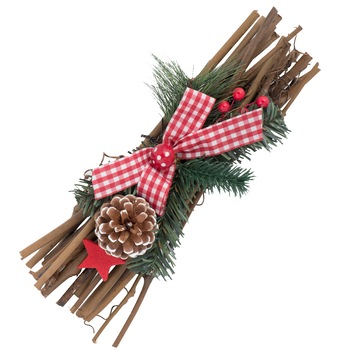 Decoratiune pentru centrul mesei eNoelle, model crenguta brad cu fundita, 30 cm Decoratiune pentru centrul mesei eNoelle, model crenguta brad cu fundita, 30 cm