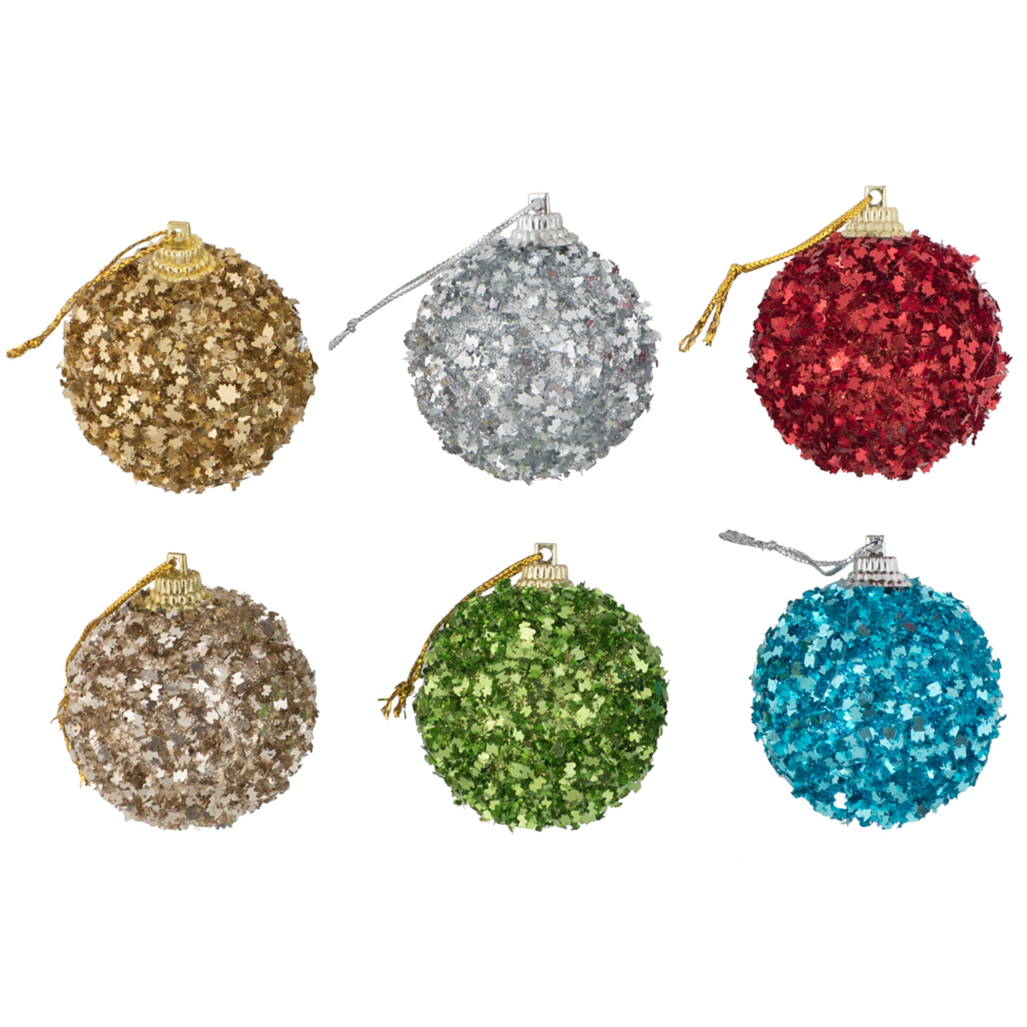 Set 6 globuri eNoelle, Model 1, auriu, 5 cm