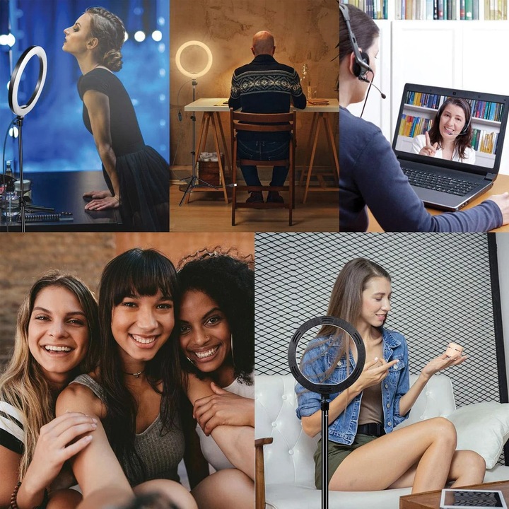 Lampa Circulara cu Trepied 128 LED-uri