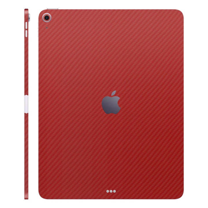 Folie de protectie pentru iPad Air 11" (2025, M3), Colectia Elegans, Skin Spate cu laterale separate, Carbon Rosu