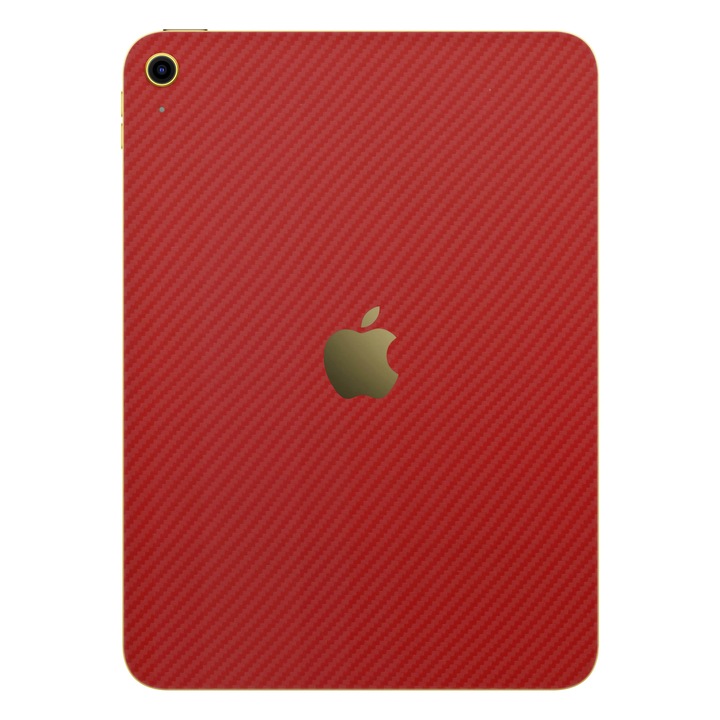 Folie de protectie pentru iPad 11" (2025), Colectia Elegans, Skin Spate cu laterale separate, Carbon Rosu