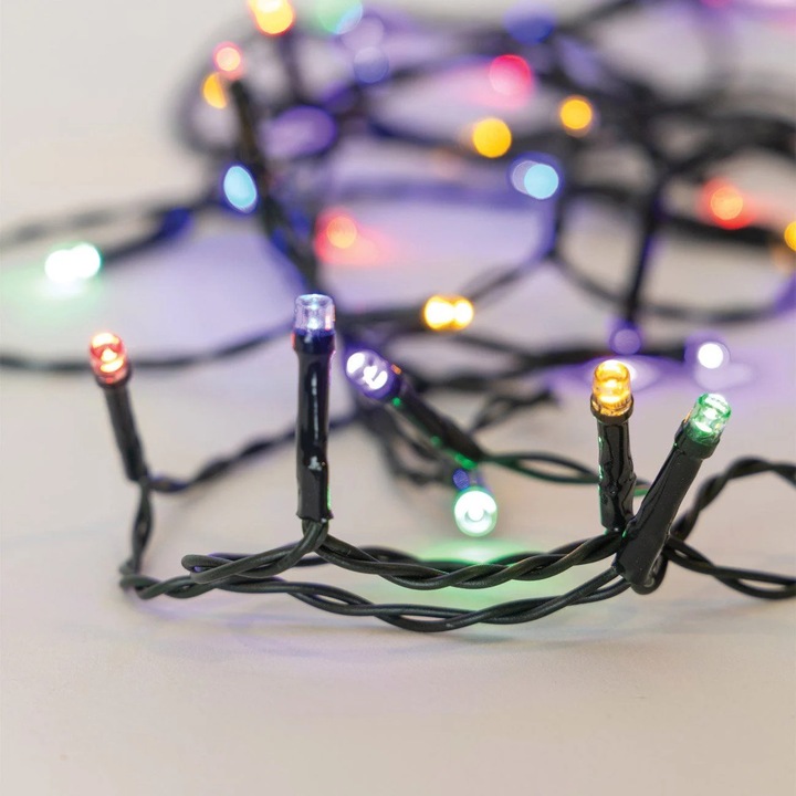 60 LED светлини, работещи с батерии, 5,9 м - многоцветни