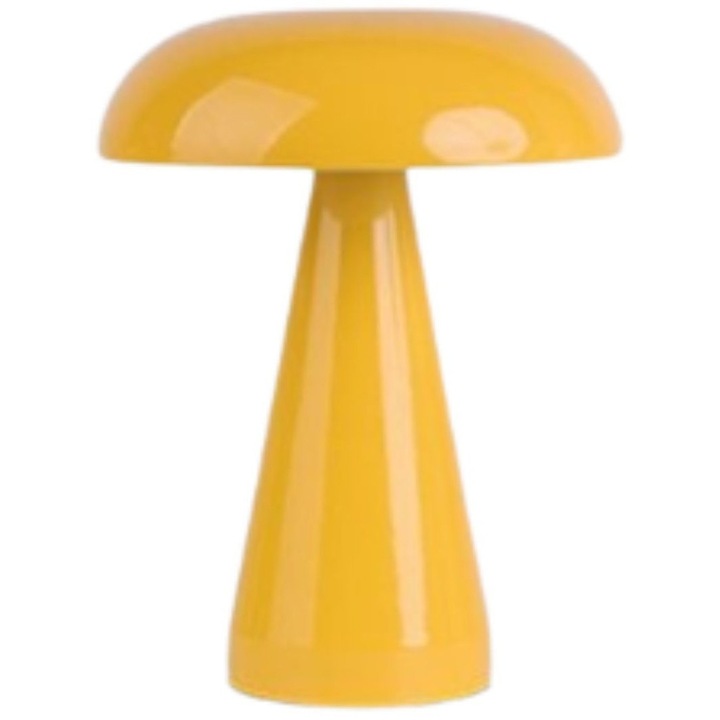 Veioza metalica galbena portabila LED, tactila baterie USB, stil modern, Smaliabu