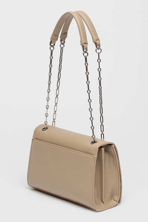 CALVIN KLEIN, Geanta din piele ecologica cu bareta de umar si doua compartimente, Maro taupe deschis
