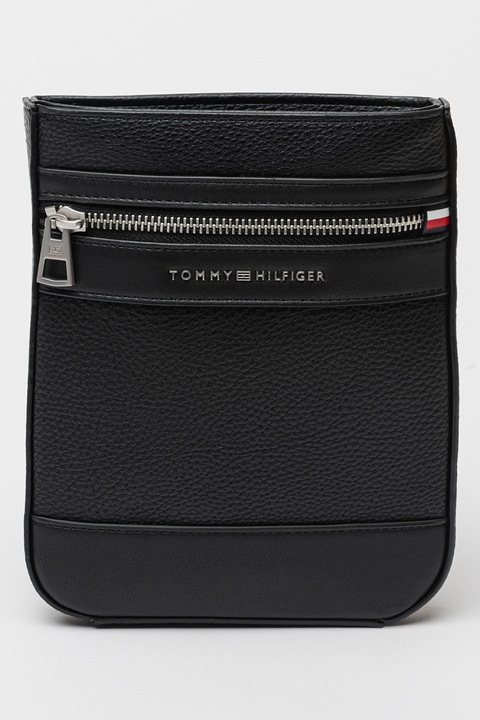 Tommy Hilfiger, Ökobőr táska állítható vállpántokkal, Fekete