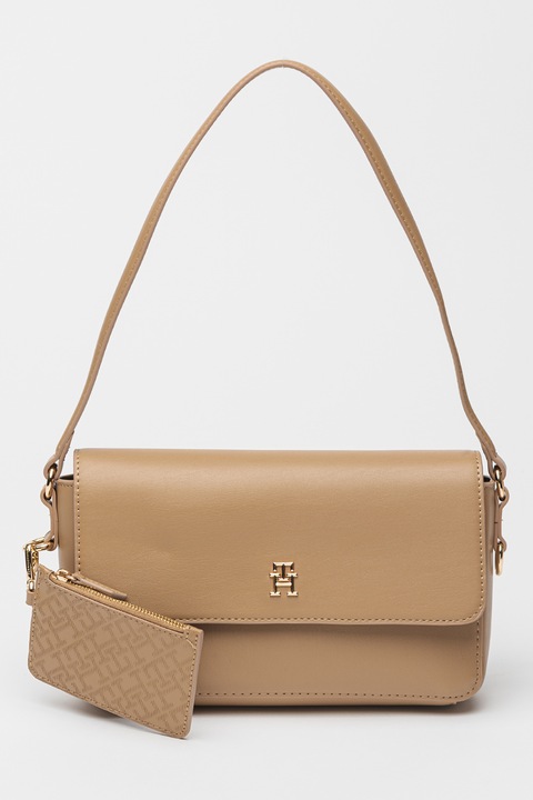 Tommy Hilfiger, Distinct keresztpántos műbőr táska levehető pénztárcával, Világosbarna