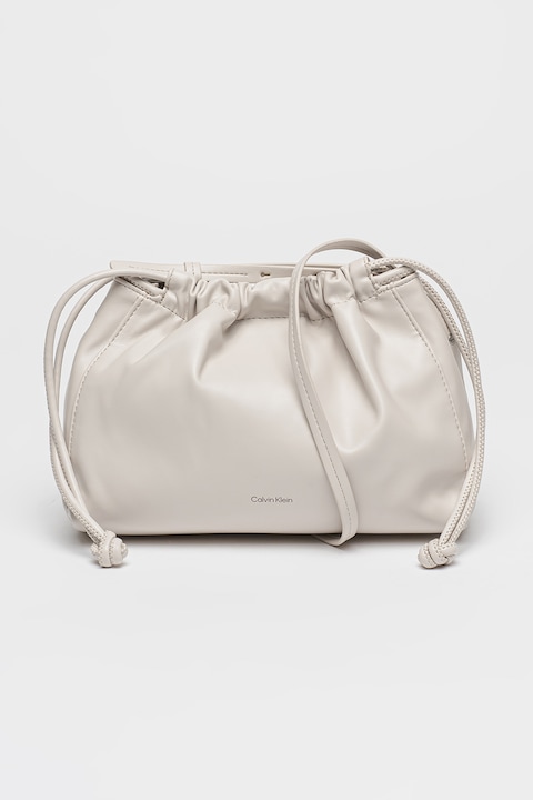 CALVIN KLEIN JEANS, Geanta crossbody cu snur de ajustare, Gri deschis