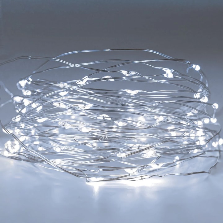 Соларна осветителна система с 200 LED медни крушки Светлинен сензор и 8 функции 19,9 м - топло бяло