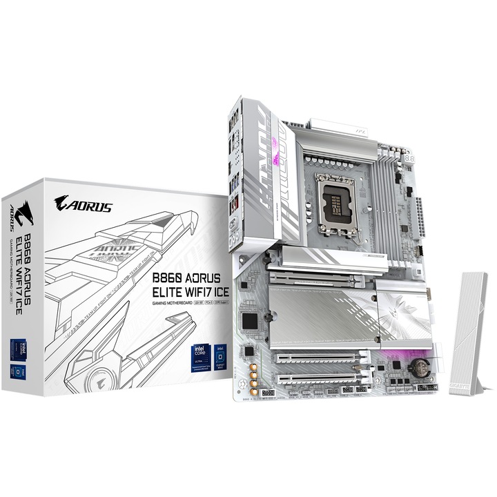 GIGABYTE B860 AORUS ELITE WIFI7 ICE alaplap, LGA1851 foglalat