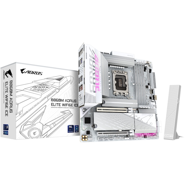 Дънна платка GIGABYTE B860M AORUS ELITE WIFI6E ICE, сокет LGA1851