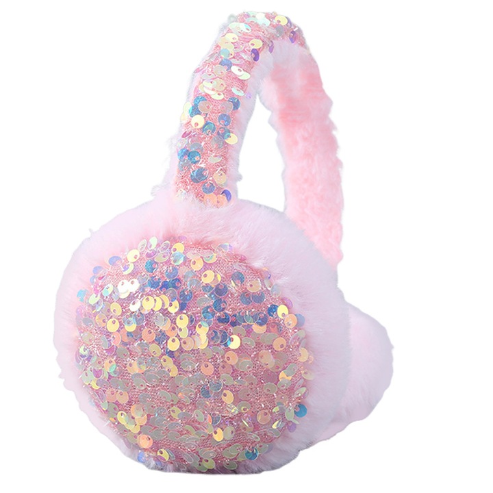 Caciuli dama, Earmuffs, design cu paiete, rezistente la vant, pliabile, marime universala