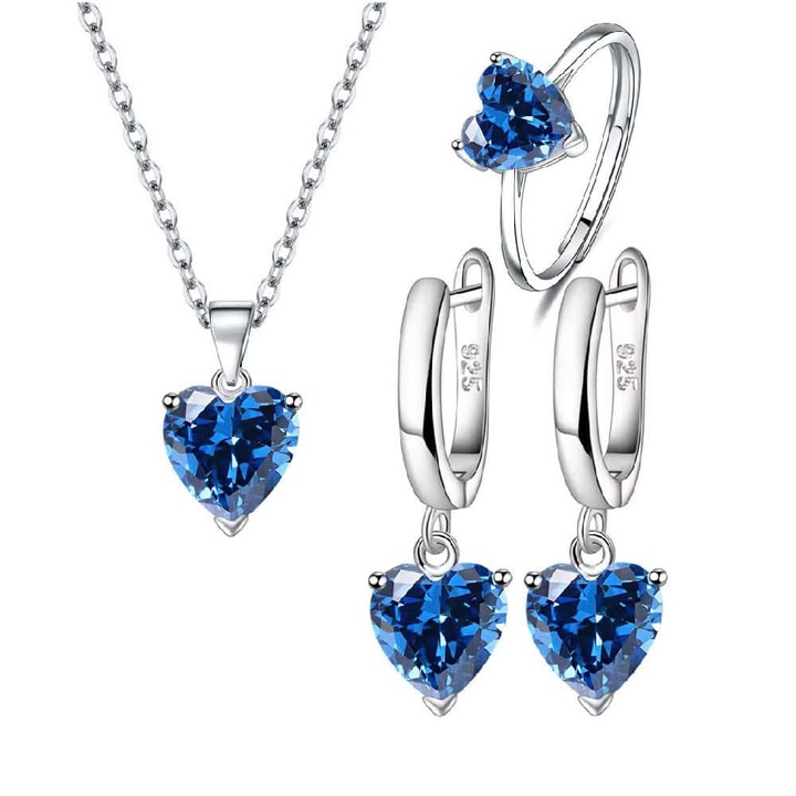 Set bijuterii femei, marca Diora, argint, alb, 3 buc - Albastru