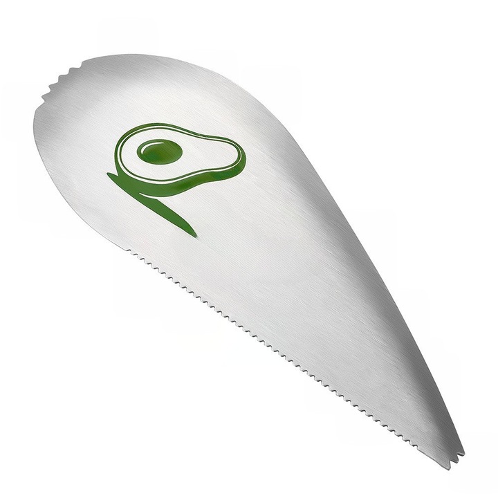 Tăietor pentru avocado, Toolsy, 3 în 1, inox, 15x6cm, gri