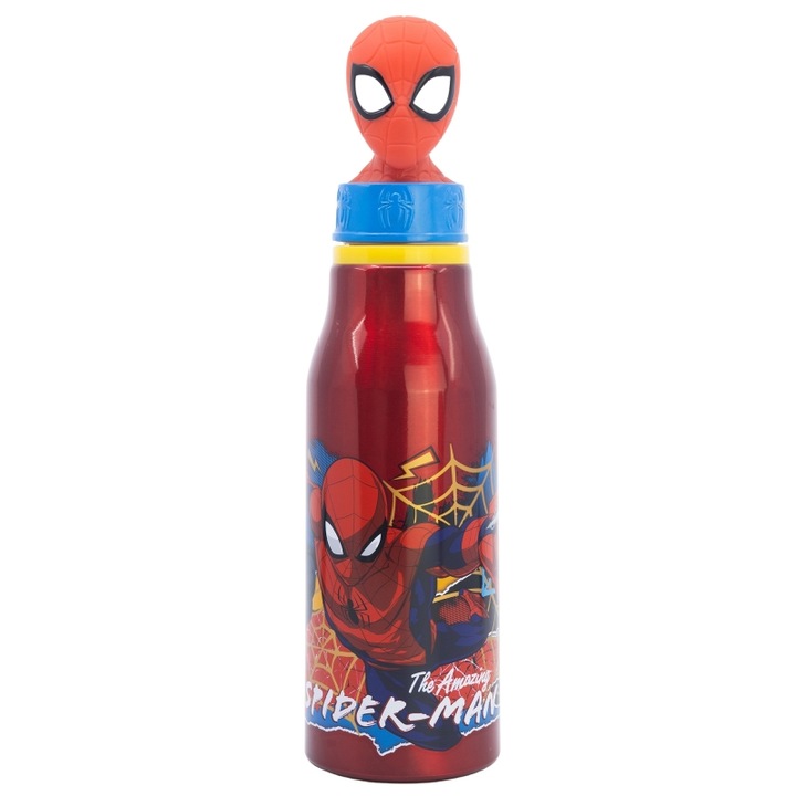 Sticla apa aluminiu, Spiderman Moving Target figurina, 690 ml Rosu