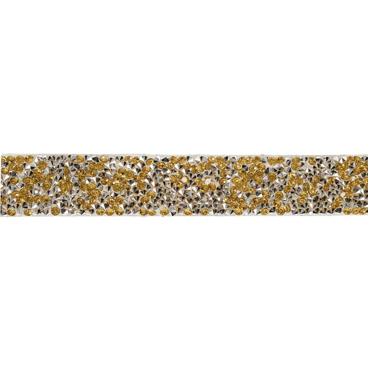 Banda adeziva cu strass auriu & argintiu 1m x 2cm