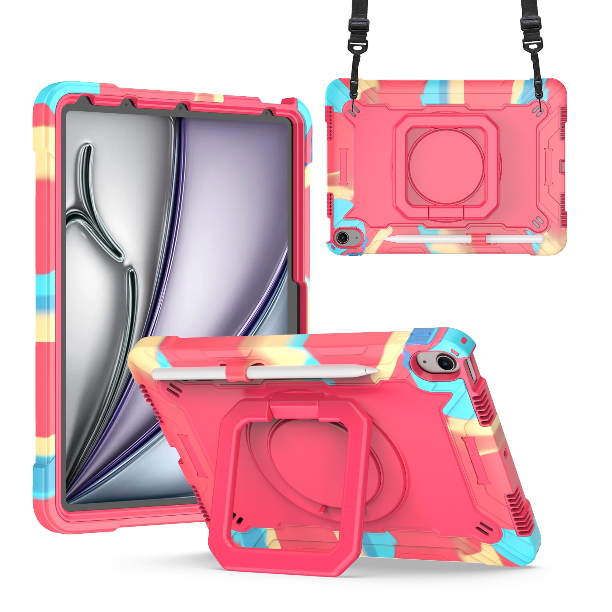 Husa premium Sigloo pentru Apple iPad Mini 7/6 (2024/2021), 8.3", Protectie Completa, Suport Creion, Stand 360°, Curea Umar, Anti-Soc, Roz