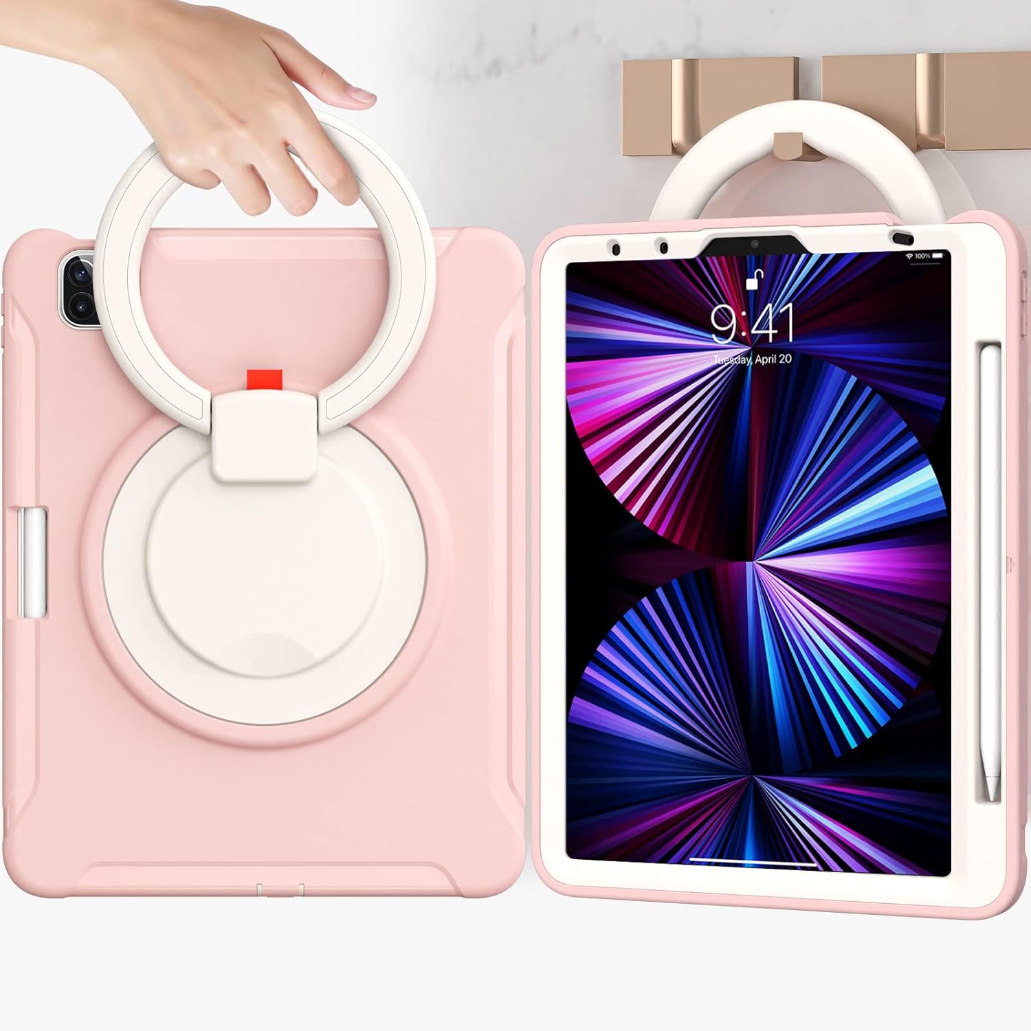 Husa Sigloo pentru Apple iPad Mini 7/6 (2024/2021), 8.3", Protectie Completa, Suport Creion, Stand rotativ, Anti-Soc, Orange