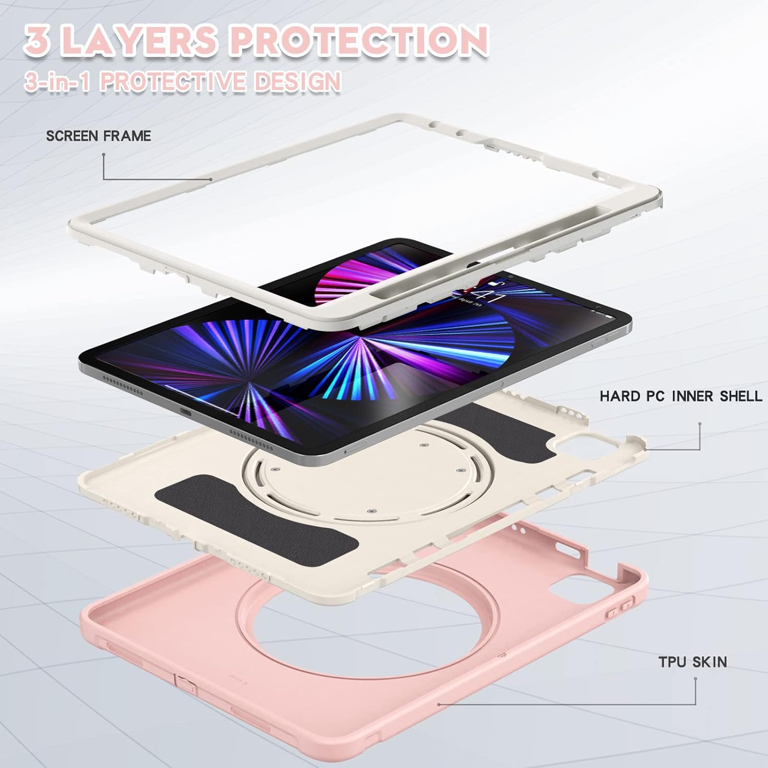 Husa Sigloo pentru Apple iPad Mini 7/6 (2024/2021), 8.3", Protectie Completa, Suport Creion, Stand rotativ, Anti-Soc, Orange