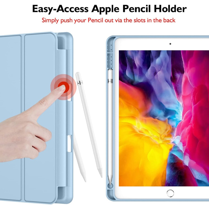 Husa tip Carte cu Suport Pix pentru Apple iPad 10.2 inch 7/8/9, 2019/2020/2021, Protectie completa, Pliabila, Turcoaz