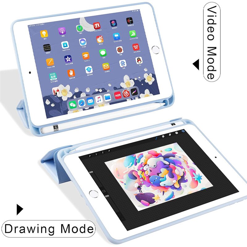Husa tip Carte cu Suport Pix pentru Apple iPad 10.2 inch 7/8/9, 2019/2020/2021, Protectie completa, Pliabila, Turcoaz