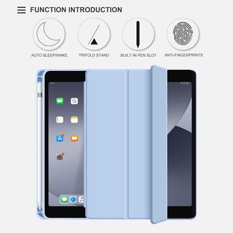 Husa tip Carte cu Suport Pix pentru Apple iPad 10.2 inch 7/8/9, 2019/2020/2021, Protectie completa, Pliabila, Turcoaz