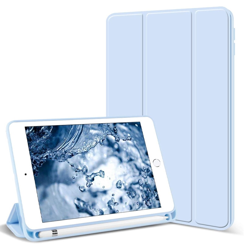 Husa tip Carte cu Suport Pix pentru Apple iPad 10.2 inch 7/8/9, 2019/2020/2021, Protectie completa, Pliabila, Turcoaz