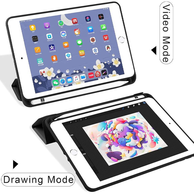 Husa tip Carte cu Suport Pix pentru Apple iPad 5/6, iPad 2017/2018, iPad Air 1/2, 9.7 inch, Protectie completa, Pliabila, Negru
