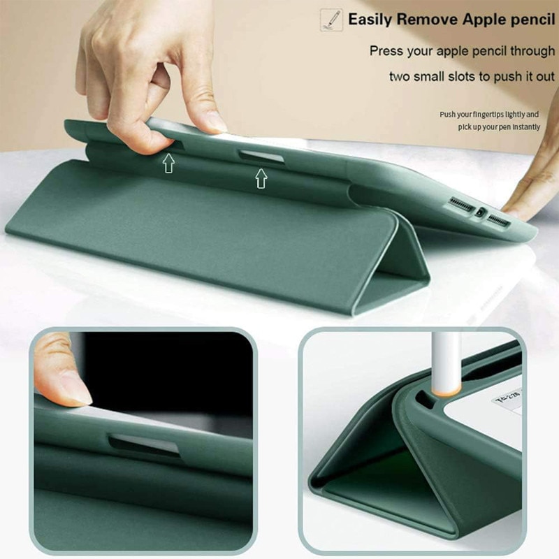 Husa tip Carte cu Suport Pix pentru Apple iPad 5/6, iPad 2017/2018, iPad Air 1/2, 9.7 inch, Protectie completa, Pliabila, Verde
