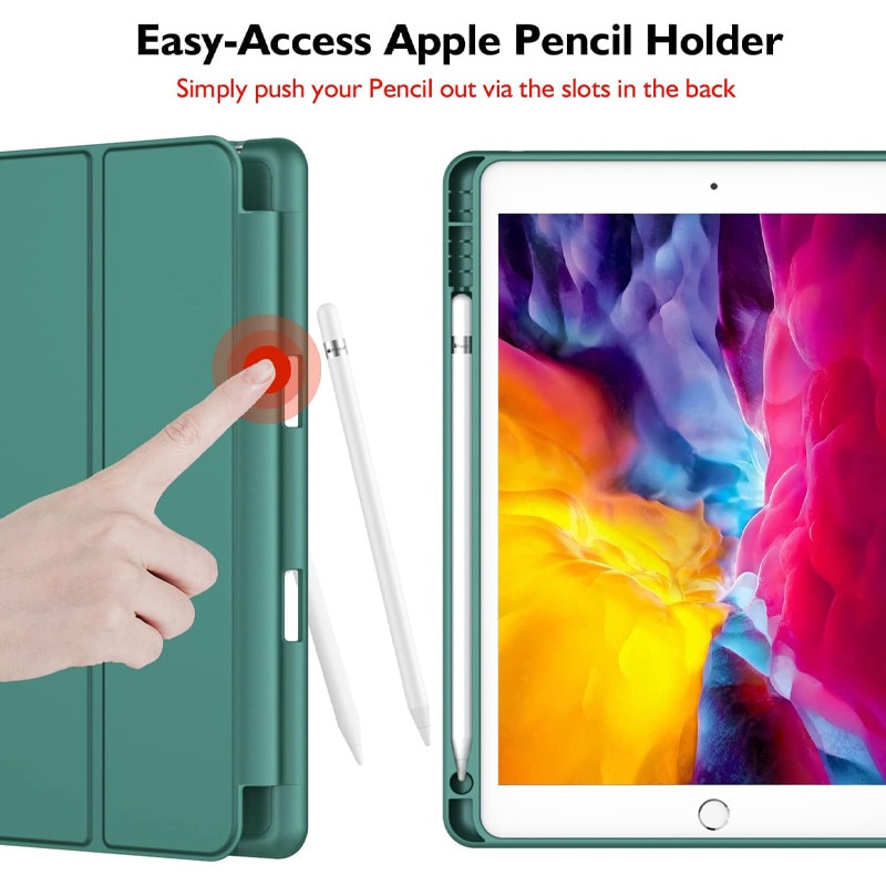 Husa tip Carte cu Suport Pix pentru Apple iPad 5/6, iPad 2017/2018, iPad Air 1/2, 9.7 inch, Protectie completa, Pliabila, Verde
