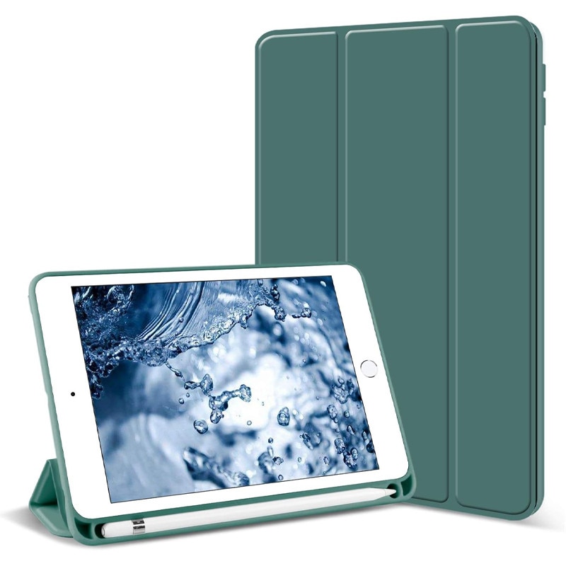 Husa tip Carte cu Suport Pix pentru Apple iPad 5/6, iPad 2017/2018, iPad Air 1/2, 9.7 inch, Protectie completa, Pliabila, Verde