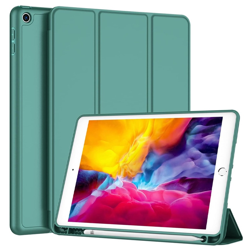 Husa tip Carte cu Suport Pix pentru Apple iPad 5/6, iPad 2017/2018, iPad Air 1/2, 9.7 inch, Protectie completa, Pliabila, Verde