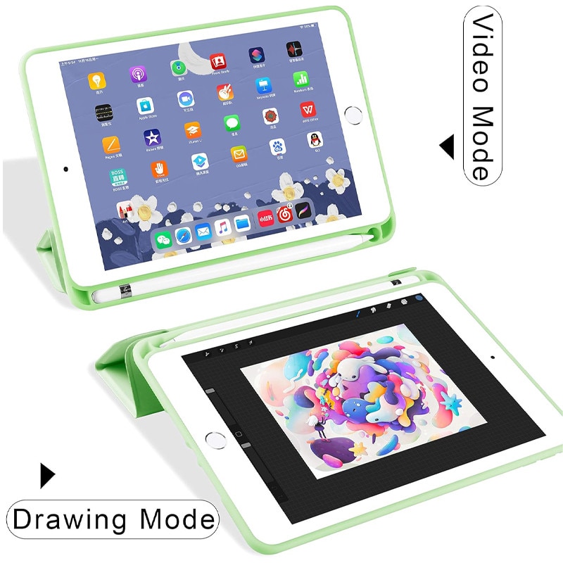 Husa tip Carte cu Suport Pix pentru Apple iPad 10.2 inch 7/8/9, 2019/2020/2021, Protectie completa, Pliabila, Verde Menta