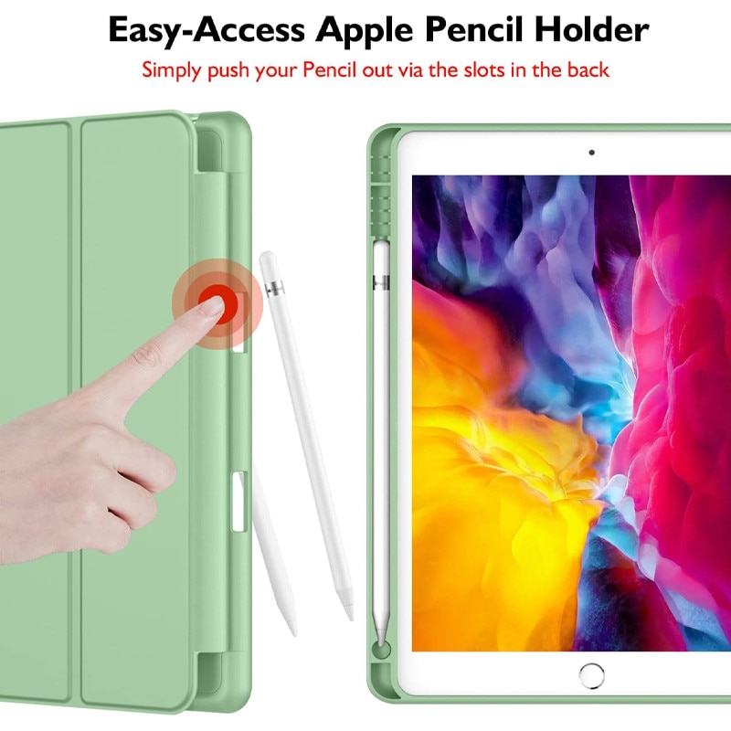 Husa tip Carte cu Suport Pix pentru Apple iPad 10.2 inch 7/8/9, 2019/2020/2021, Protectie completa, Pliabila, Verde Menta
