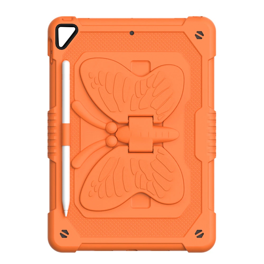 Husa premium Sigloo pentru Apple iPad 9th/8th/7th Gen (2021/2020/2019), 10.2'', Protectie Completa, Suport Creion, Stand Fluture, Curea Umar, Anti-Soc, Portocaliu