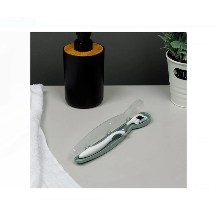 Menta zöld műanyag utazó fogkefe tok 20,5 cm