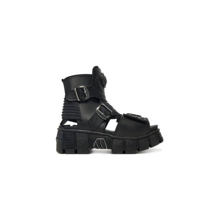 Sandale dama New Rock, 305271587, Piele ecologica, 36 EU, Negru