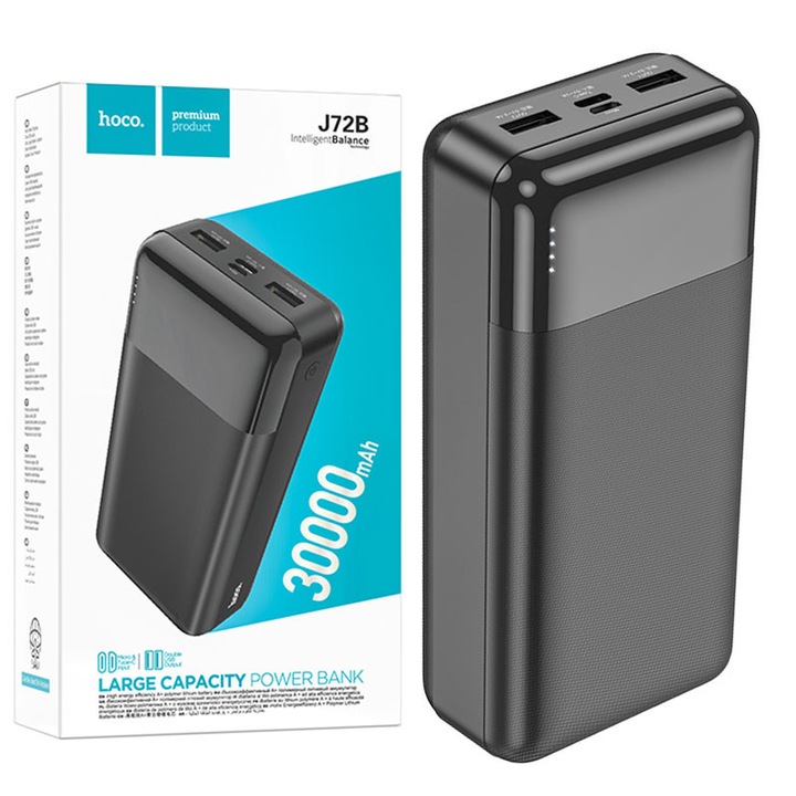 Baterie Externa, powerbank Hoco (J72B), 2xUSB-A, 30.000mAh, Black