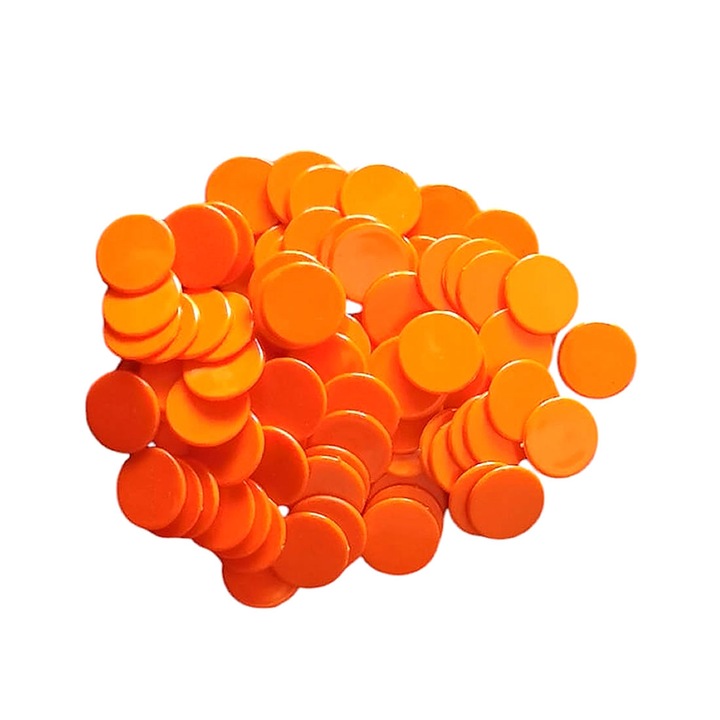 Set 100 jetoane pentru jocuri, diametru 22 mm, culoare portocalie