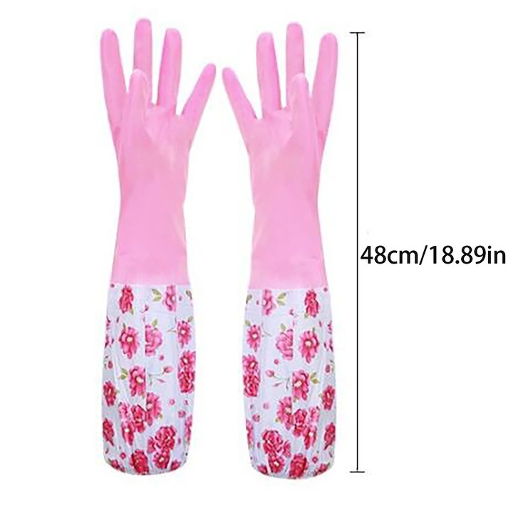 YANYXR konyhai kesztyű, latex gumi, plüss bélés, zöld kék rózsaszín, 48cm