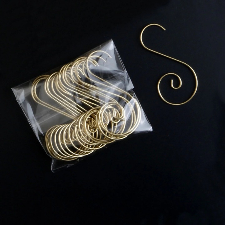 Set 20 carlige metalice pentru ornamente, 5x2.5cm, argintiu