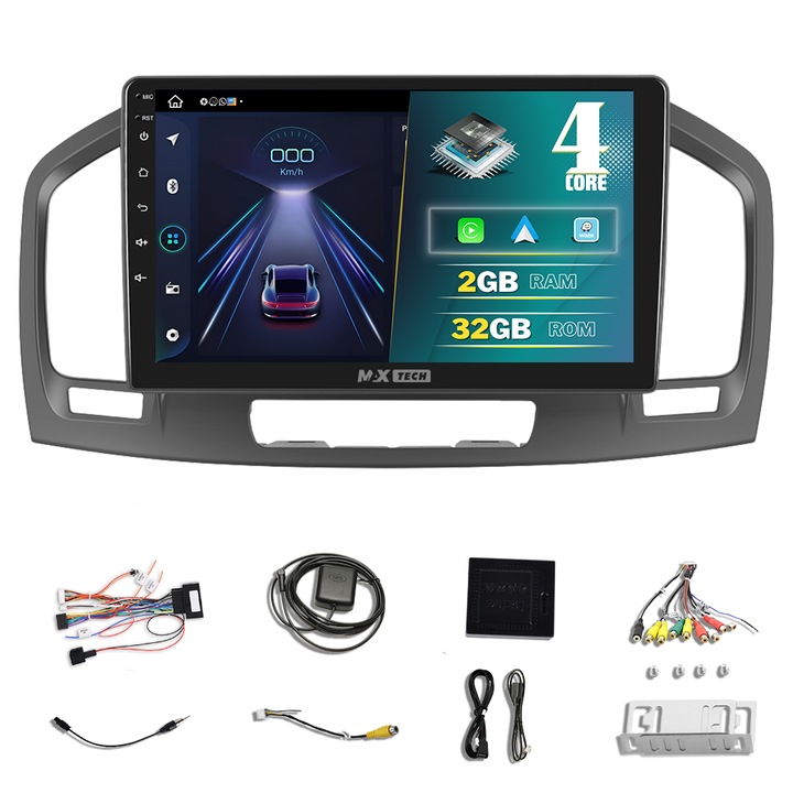 Navigatie Opel Insignia ( 2008 - 2017 ) dedicata Android 13 si Carplay, MaxTech®, ecran de 9'' IPS, 2 GB RAM 32 GB ROM, DSP, EQ, functii GPS, WIFI, RDS, Radio, Bluetooth, Youtube, Waze