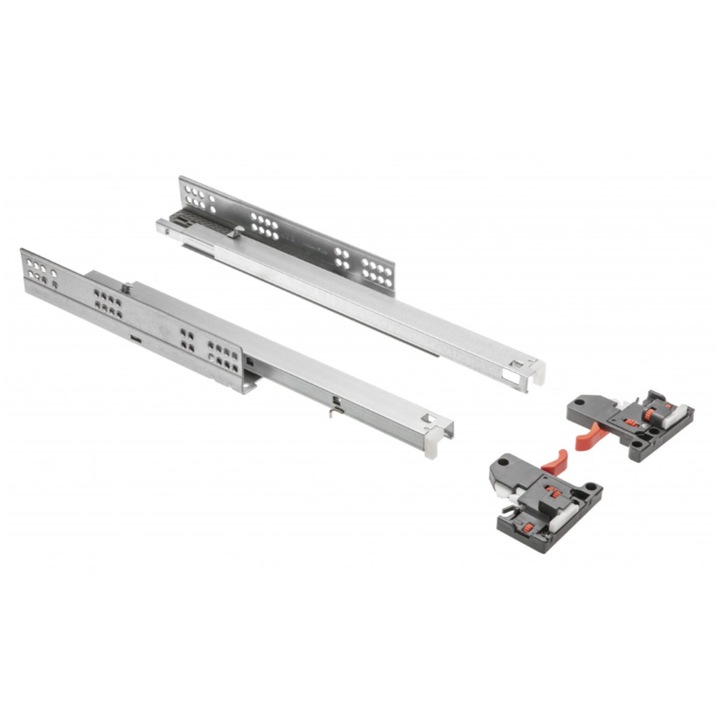 Glisiere GTV, 400mm, Montaj Sub Sertar, Extractie Totala, Pentru Placa de 18mm, Gri