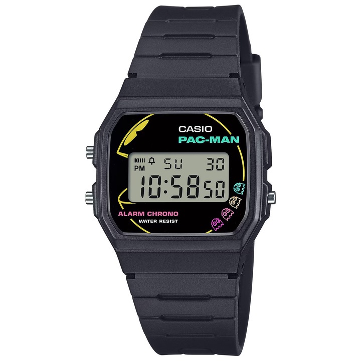 Ceas Casio F-91WPC-1AER, plastic/poliuretan/inox, negru, 35mm, mecanism quartz