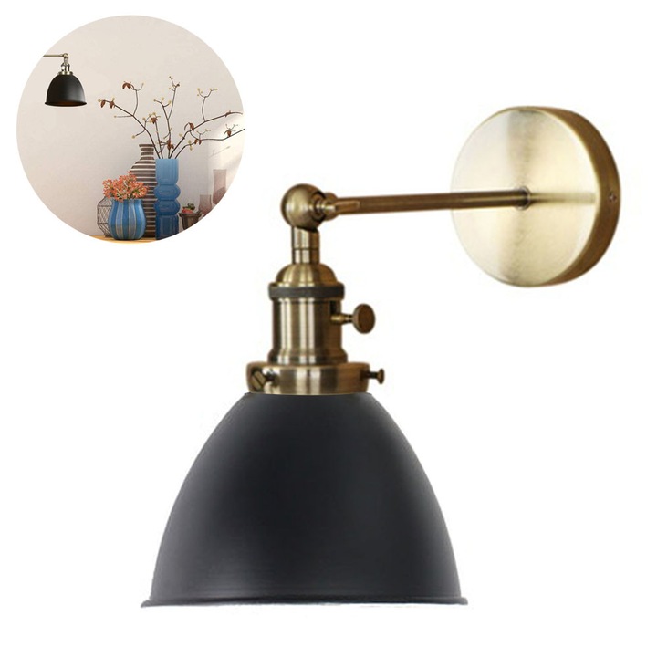 Ретро стенна лампа, класически дизайн, Метална, за кухня/трапезария/спалня