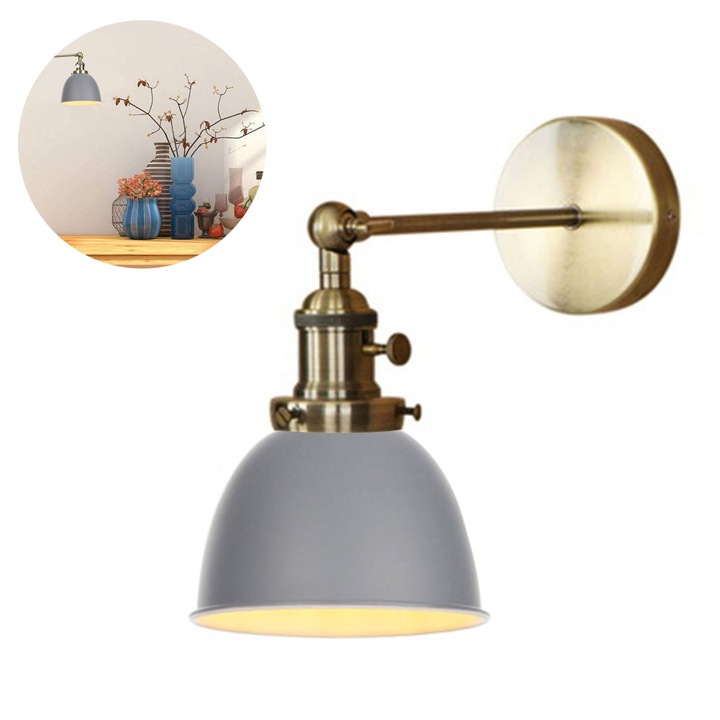 Ретро стенна лампа, класически дизайн, метална, за кухня/трапезария/спалня