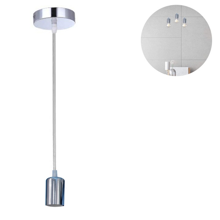 Метално окачване за лампа, фасунги E27 с кабел, пендел шнур, кабел за висяща лампа, идеална за таванно осветление